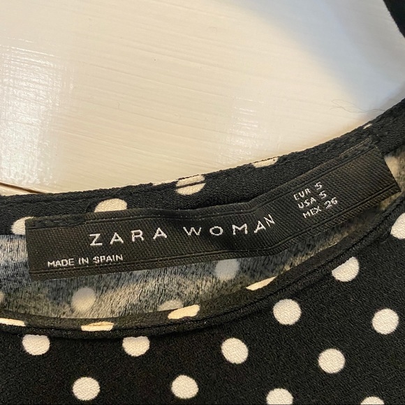 Zara Black and White Polka Dot Blouse S - Picture 5 of 5
